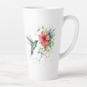 Kleurrijke Kolibrie Aquarel Bloemrijke Natuur Kuns Latte Mok