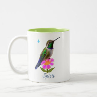 Kleurrijke Kolibrie & Bloem met Schrift op Wit Tweekleurige Koffiemok
