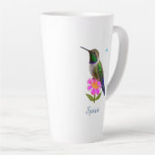 Kleurrijke Kolibrie & Bloem met Script op Wit Latte Mok (Rechterhoek)
