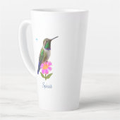 Kleurrijke Kolibrie & Bloem met Script op Wit Latte Mok (Linkerhoek)
