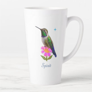 Kleurrijke Kolibrie & Bloem met Script op Wit Latte Mok