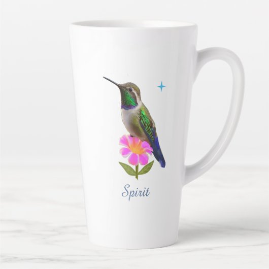 Kleurrijke Kolibrie & Bloem met Script op Wit Latte Mok (Rechts)