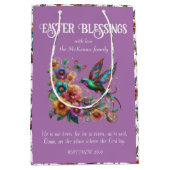 Kleurrijke kolibrie bloemen Paarse Christelijk Medium Cadeauzakje (Voorkant)