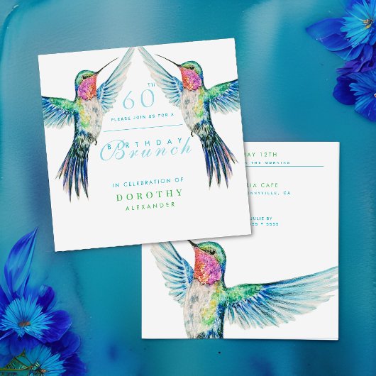 Kleurrijke kolibrie ELKE Verjaardag Brunch Kaart