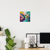 Kleurrijke Kolibrie Explosie  Poster (Thuiskantoor)
