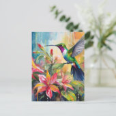 Kleurrijke Kolibrie Moderne Kunst Briefkaart (Staand voorkant)