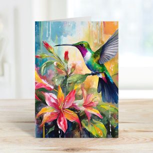 Kleurrijke Kolibrie Moderne Kunst Kaart