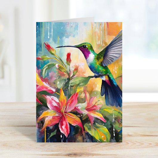 Kleurrijke Kolibrie Moderne Kunst Kaart