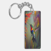 Kleurrijke kolibrie olieverfschilderij stijl sleutelhanger (Voorkant Links)