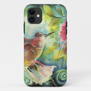 Kleurrijke kolibrie Zijderzijde Kunstschilder schi Case-Mate iPhone Case