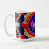 Kleurrijke kolibries omringd door romantisch hart koffiemok (Links)