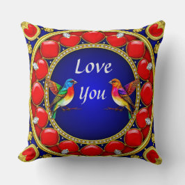 Kleurrijke kolibries omringd door romantisch hart kussen