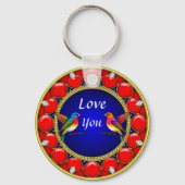 Kleurrijke kolibries omringd door romantisch hart sleutelhanger (Voorkant)