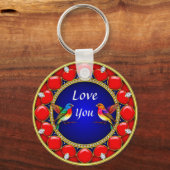 Kleurrijke kolibries omringd door romantisch hart sleutelhanger (Voorkant)