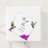 Kleurrijke kolibries Paarse madeliefjes bruiloft Bedankjes Labels (In situ)