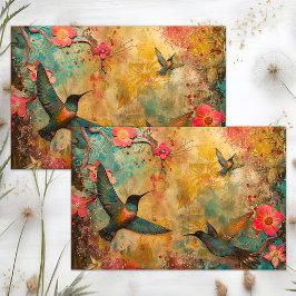 KLEURRIJKE KOLIBRI'S GEMENGDE MEDIA DECOUPAGE TISSUEPAPIER