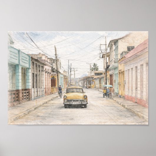 Kleurrijke Koloniale Stad Kunstprint Muurposter Poster (Voorkant)