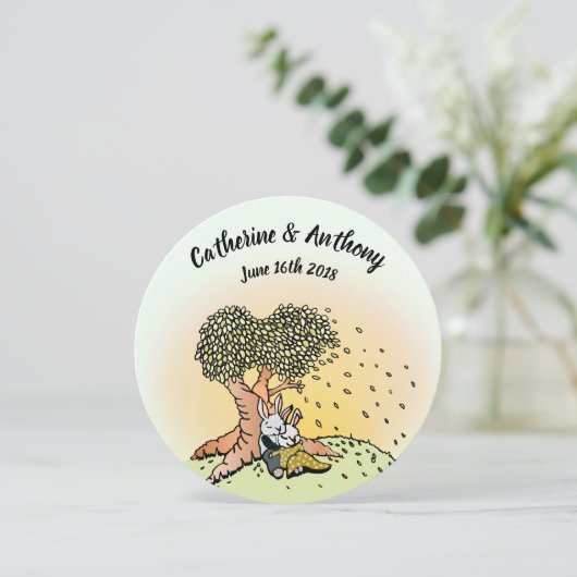 Kleurrijke konijn bruiloft uitnodigingen (Staand voorkant)