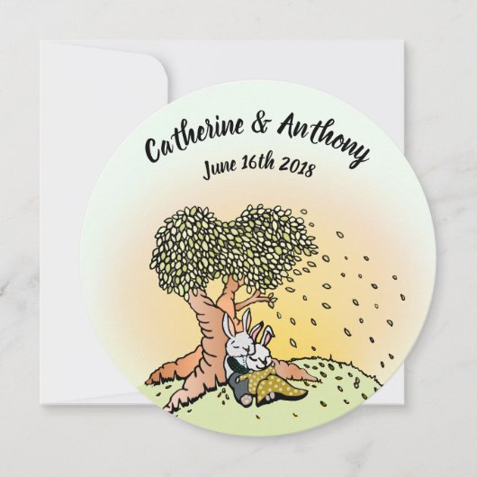 Kleurrijke konijn bruiloft uitnodigingen (Voorkant)