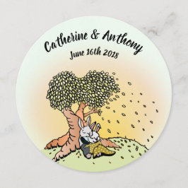 Kleurrijke konijn bruiloft uitnodigingen