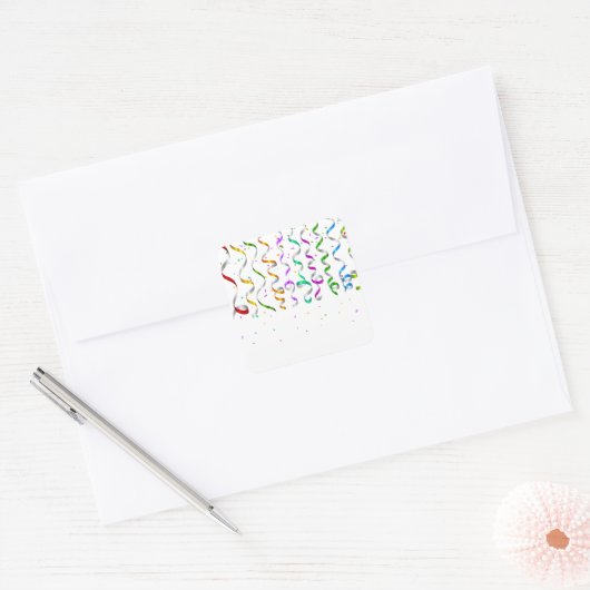 kleurrijke konijnen confetti vierkante sticker (Envelop)