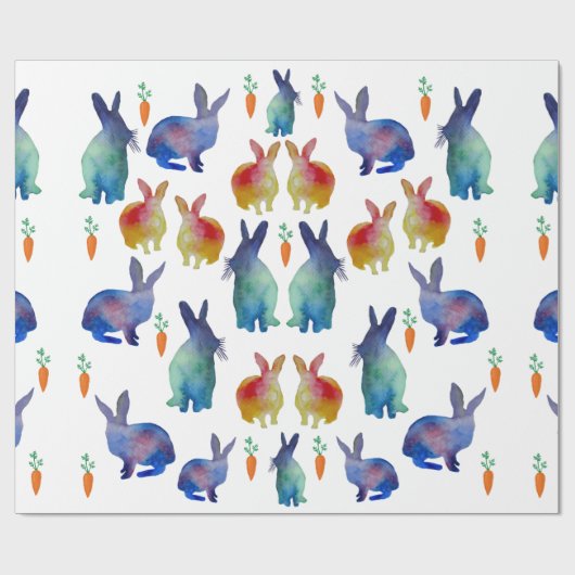 Kleurrijke konijnen Pasen Cadeaupapier (Vlak)