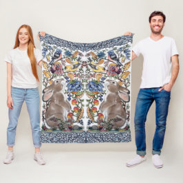 Kleurrijke Konijnenkonijn Jacobean Floral Bird Fleece Deken