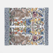 Kleurrijke Konijnenkonijn Jacobean Floral Bird  Fleece Deken (Voorkant (Horizontaal))