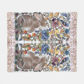 Kleurrijke Konijnenkonijn Jacobean Floral Bird Fleece Deken (Voorkant (Horizontaal))