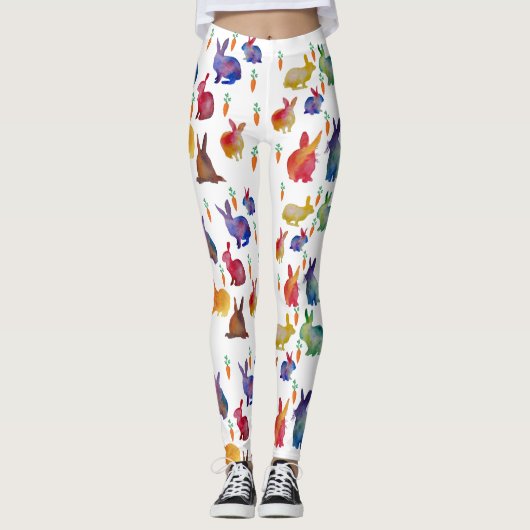 Kleurrijke konijnenwortels Happy Custom Leggings (Voorkant)