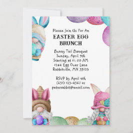 Kleurrijke Konijnkabouters & Eieren Pasen Brunch Kaart