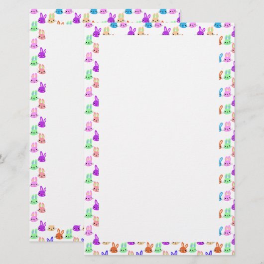 Kleurrijke konijntjes Pasen Briefpapier (Voorkant / Achterkant)
