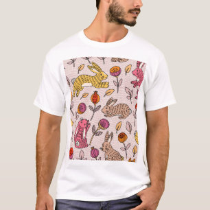 Kleurrijke konijntjes: Schattigee bloemige Vintage T-shirt