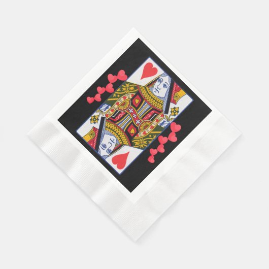  kleurrijke  koningin met hart servetten (Hoek)