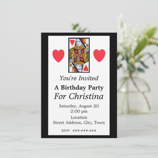  Kleurrijke  Koningin van Harten Verjaardag Kaart (Staand voorkant)