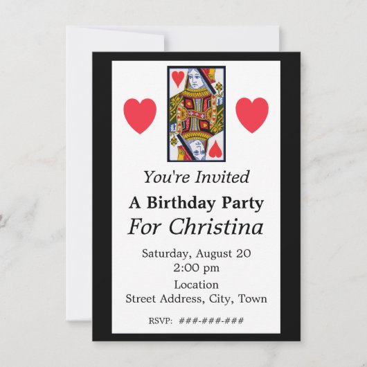  Kleurrijke  Koningin van Harten Verjaardag Kaart (Voorkant)