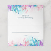 Kleurrijke koraal rif Waterverf bruiloft Plaatskaartje (Buitenkant ongevouwen)