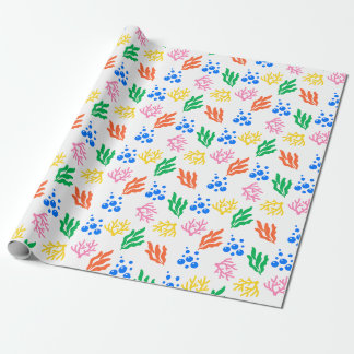 Kleurrijke Koraal Zeewier Bellen Oceaan Patroon Cadeaupapier