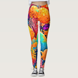 Kleurrijke koraalrif artwork leggings