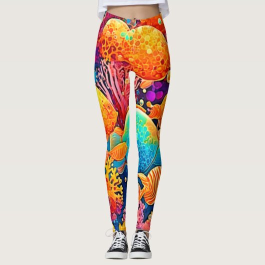 Kleurrijke koraalrif artwork leggings (Voorkant)