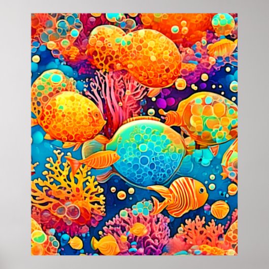 Kleurrijke koraalrif artwork poster (Voorkant)