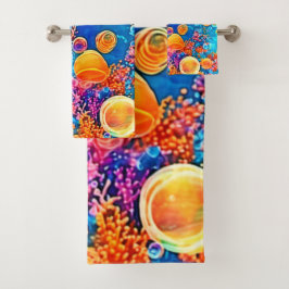 Kleurrijke koraalrif bubbels bad handdoek