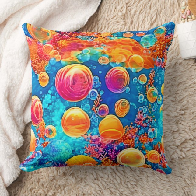 Kleurrijke koraalrif bubbels kussen (Deken)