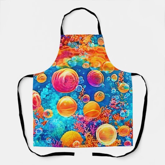 Kleurrijke koraalrif bubbels schort (Voorkant)