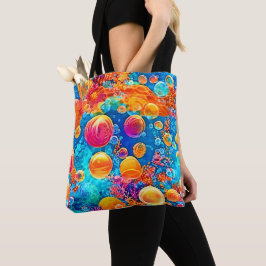 Kleurrijke koraalrif bubbels tote bag