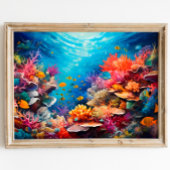 Kleurrijke koraalrif digitale olieverfschilderij poster