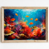 Kleurrijke koraalrif digitale olieverfschilderij poster
