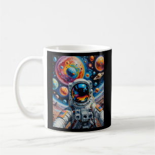 Kleurrijke kosmische astronaut Selfie T-Shirt Koffiemok