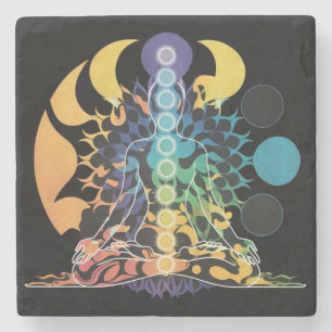 Kleurrijke Kosmische Chakra Meditatie Spirituele E Stenen Onderzetter