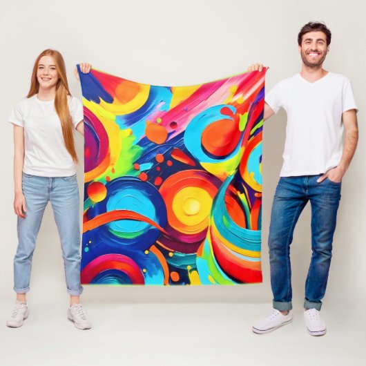 Kleurrijke Kosmische Chaos Schilderij Fleece Deken (In situ)